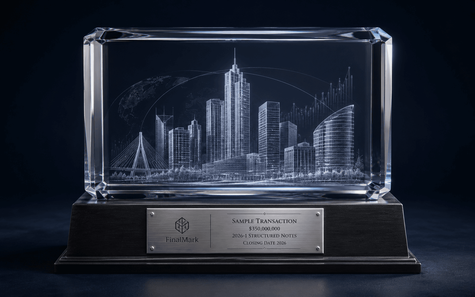 Classic crystal financial tombstone sample
